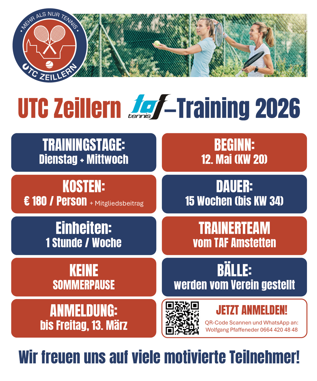 Lust auf Tennis oder möchtest du wieder einsteigen?